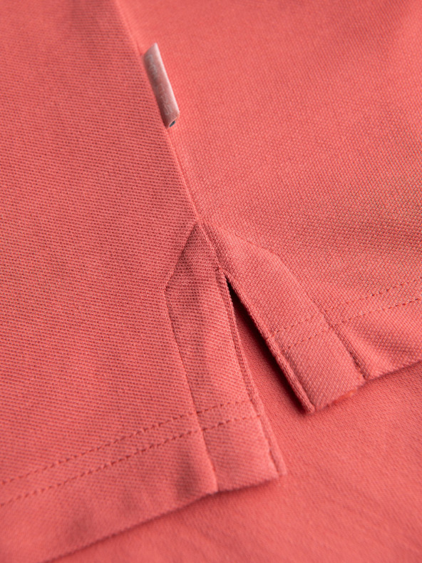 Ombre Clothing Piké kötésű pamut galléros póló - korall