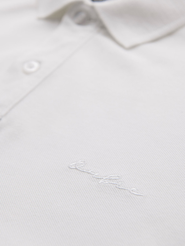 Ombre Clothing Piké kötésű pamut galléros póló - krém