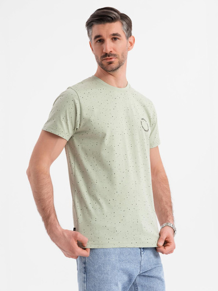 Ombre Clothing Férfi pamut póló nyomattal és kerek nyakkivágással - menta