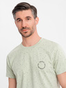 Ombre Clothing Férfi pamut póló nyomattal és kerek nyakkivágással - menta