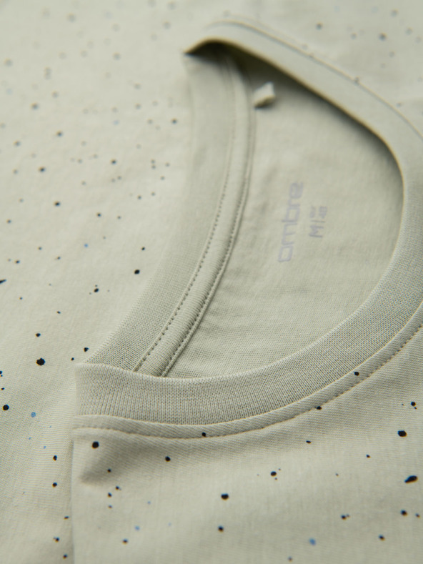 Ombre Clothing Férfi pamut póló nyomattal és kerek nyakkivágással - menta