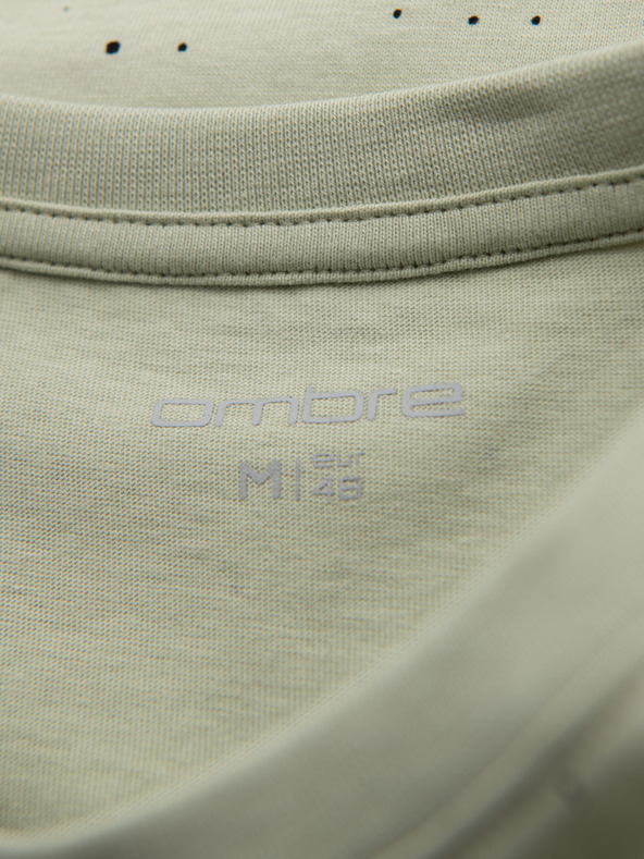 Ombre Clothing Férfi pamut póló nyomattal és kerek nyakkivágással - menta