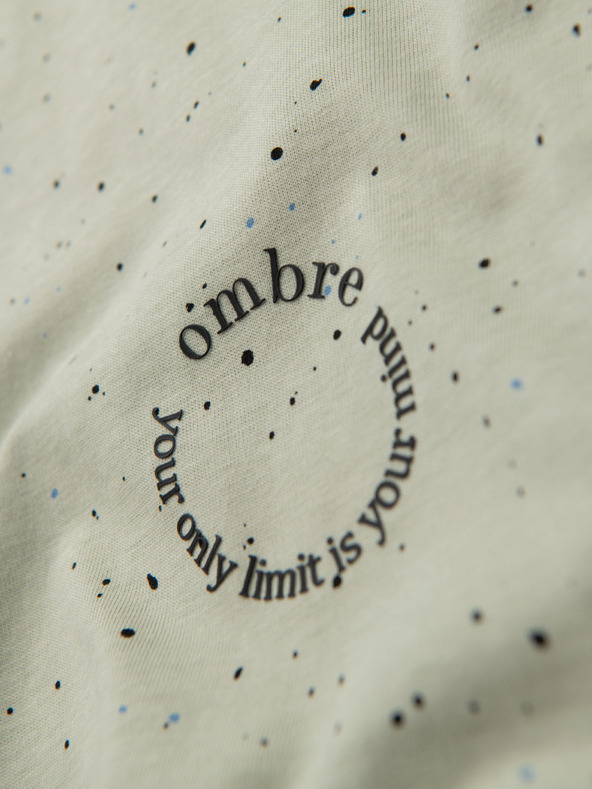 Ombre Clothing Férfi pamut póló nyomattal és kerek nyakkivágással - menta