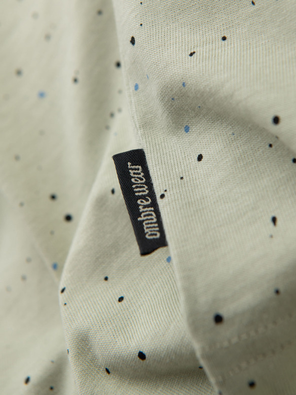 Ombre Clothing Férfi pamut póló nyomattal és kerek nyakkivágással - menta