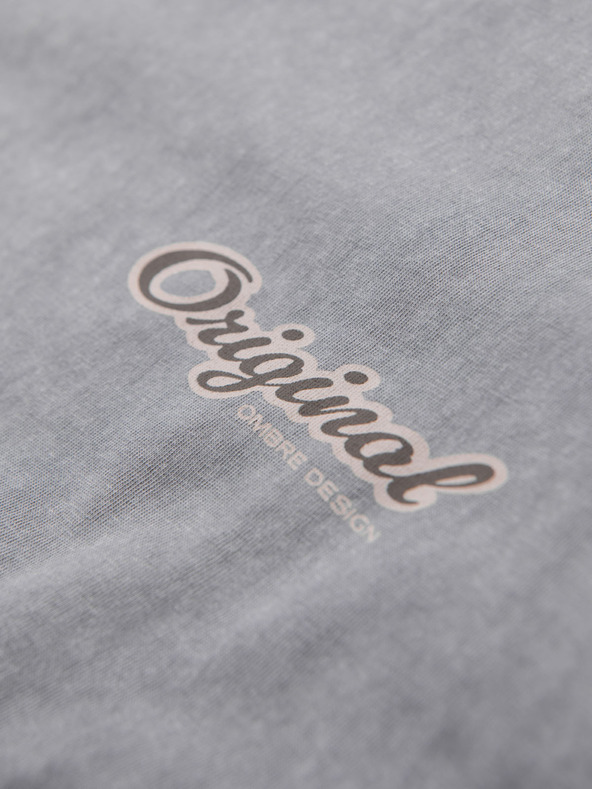 Ombre Clothing Nyomott mintás pamut póló elöl és hátul - szürke