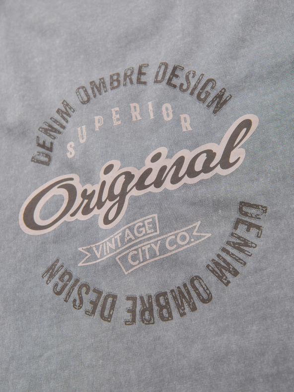 Ombre Clothing Nyomott mintás pamut póló elöl és hátul - szürke