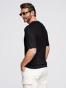Ombre Clothing Férfi kötött póló gombos nyakkivágással - fekete