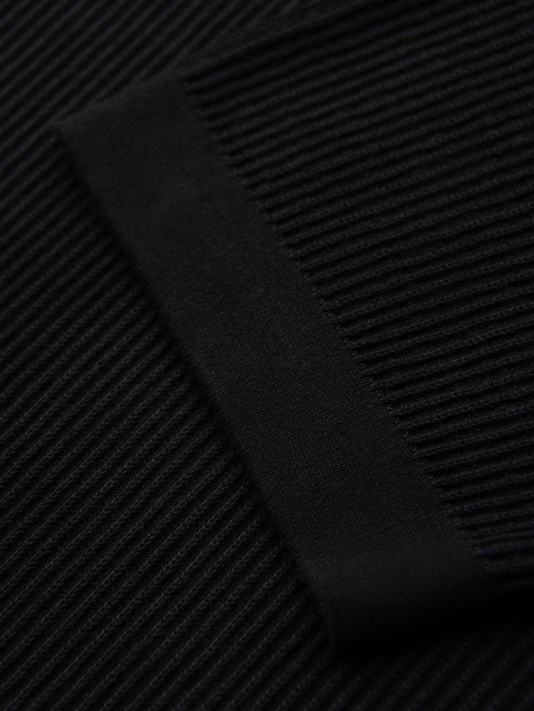 Ombre Clothing Férfi kötött póló gombos nyakkivágással - fekete