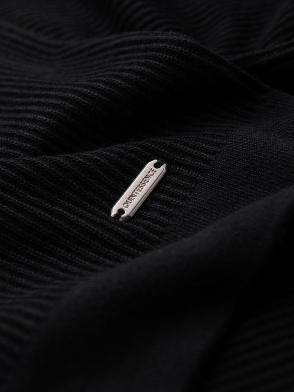 Ombre Clothing Férfi kötött póló gombos nyakkivágással - fekete