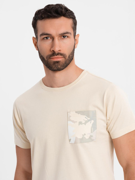 Ombre Clothing Férfi pamut póló zseb nyomattal - türkiz