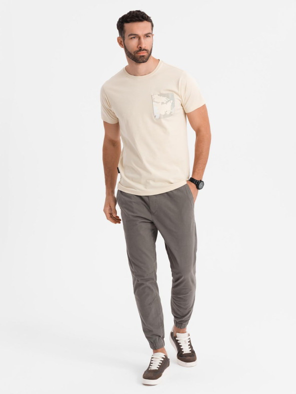 Ombre Clothing Férfi pamut póló zseb nyomattal - türkiz