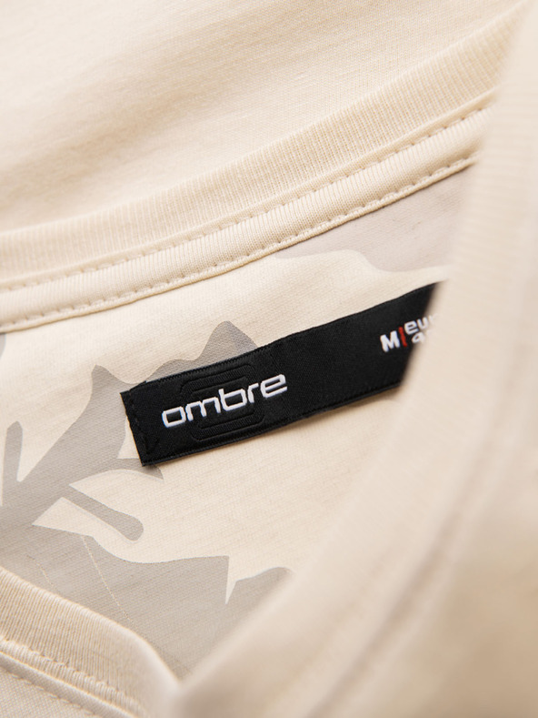 Ombre Clothing Férfi pamut póló zseb nyomattal - türkiz