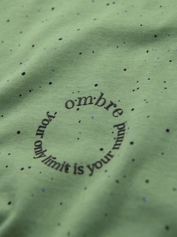 Ombre Clothing Férfi pamut póló nyomattal és kerek nyakkivágással - zöld