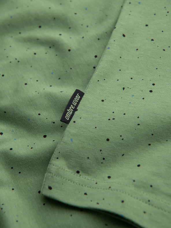 Ombre Clothing Férfi pamut póló nyomattal és kerek nyakkivágással - zöld