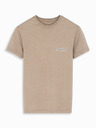 Ombre Clothing Pamut póló mellső és hátsó nyomattal - sötét bézs
