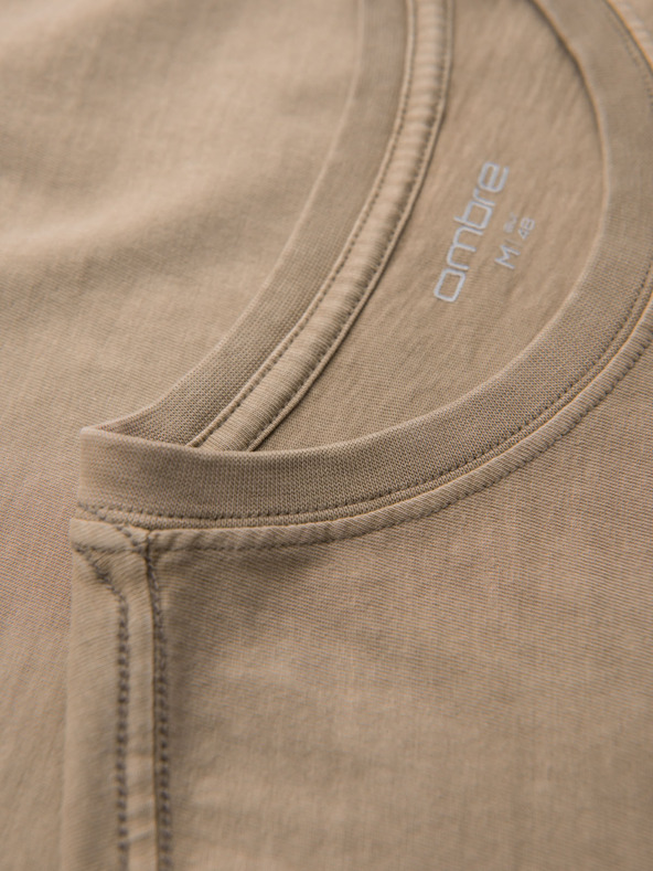 Ombre Clothing Pamut póló mellső és hátsó nyomattal - sötét bézs