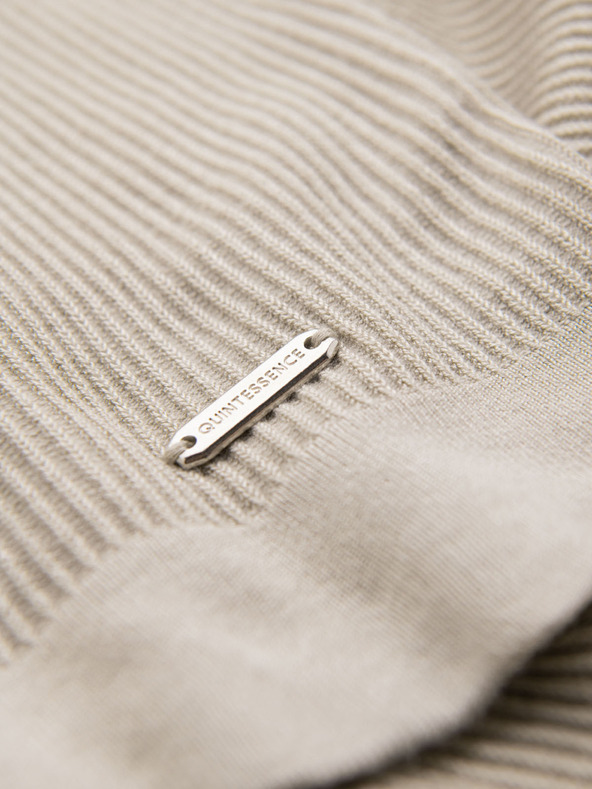 Ombre Clothing Férfi kötött póló gombos nyakkivágással - világosszürke