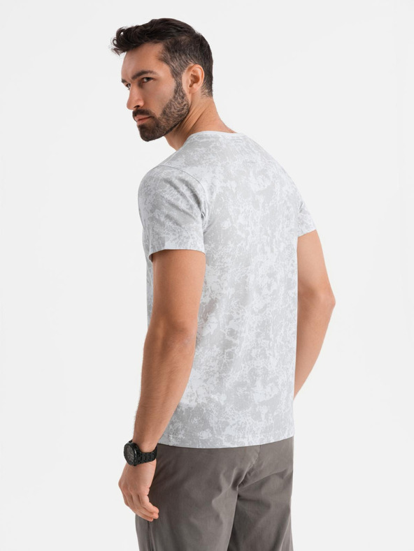 Ombre Clothing Férfi mintás pamut póló rövid ujjal - fehér