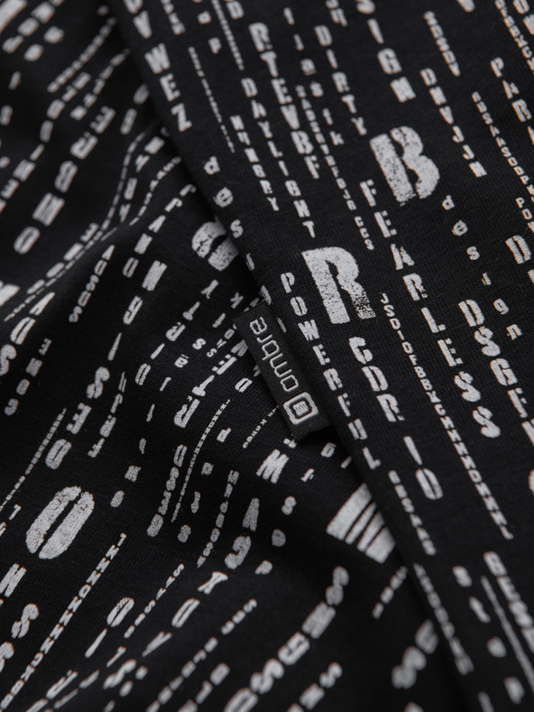 Ombre Clothing Pamut póló nyomattal és kerek nyakkivágással - fekete