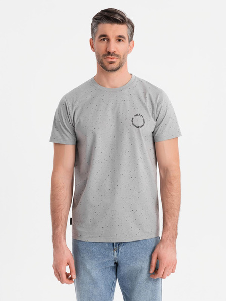 Ombre Clothing Férfi pamut póló nyomattal és kerek nyakkivágással - világosszürke