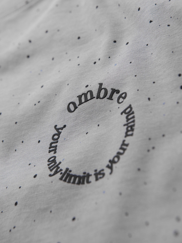 Ombre Clothing Férfi pamut póló nyomattal és kerek nyakkivágással - világosszürke