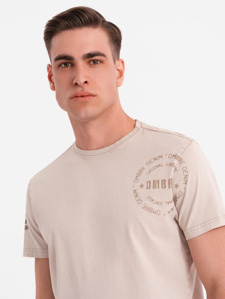 Ombre Clothing Pamut póló nyomattal és kerek nyakkivágással - fekete