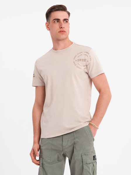 Ombre Clothing Pamut póló nyomattal és kerek nyakkivágással - fekete