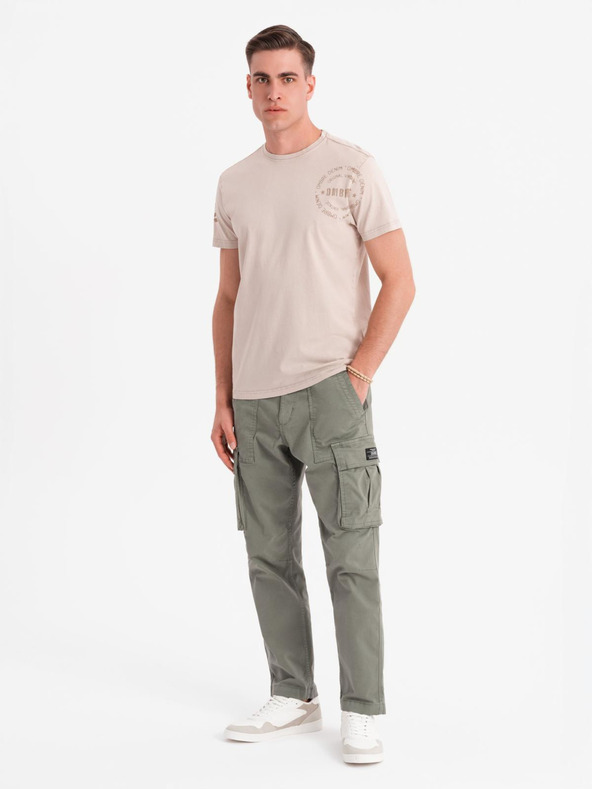 Ombre Clothing Pamut póló nyomattal és kerek nyakkivágással - fekete