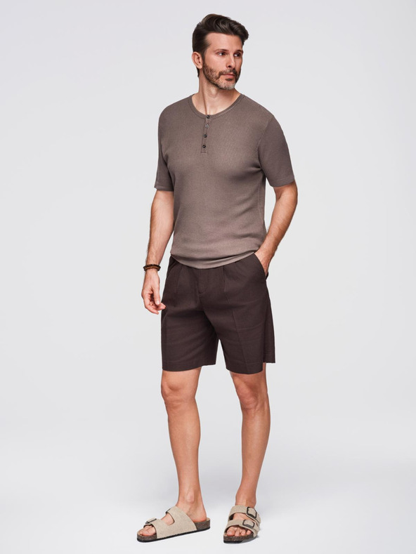 Ombre Clothing Férfi kötött póló gombos nyakkivágással - szürke