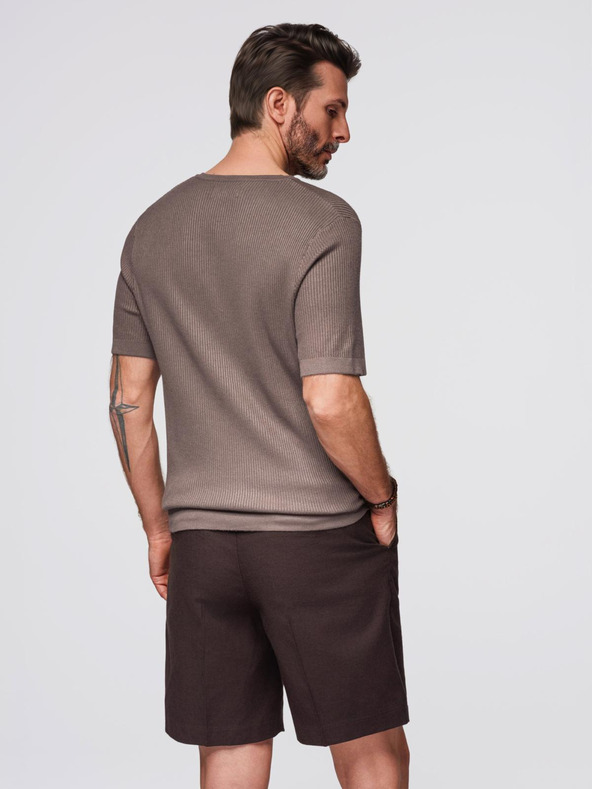 Ombre Clothing Férfi kötött póló gombos nyakkivágással - szürke