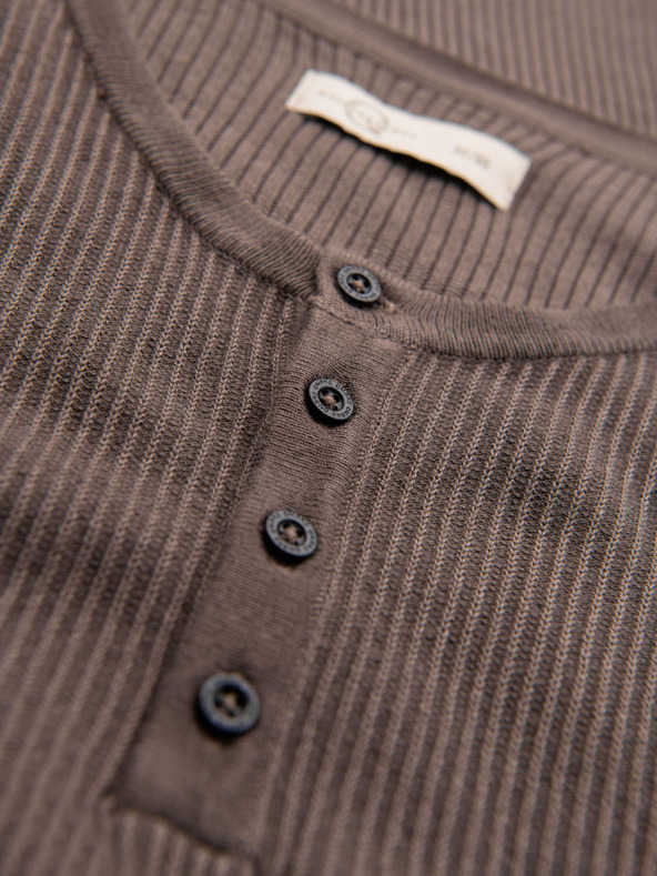 Ombre Clothing Férfi kötött póló gombos nyakkivágással - szürke