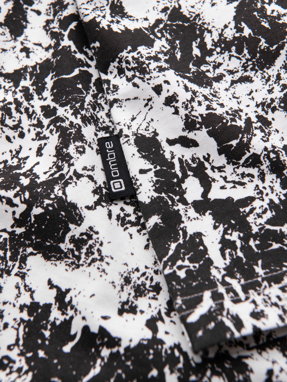 Ombre Clothing Férfi mintás pamut póló rövid ujjal - fehér és fekete