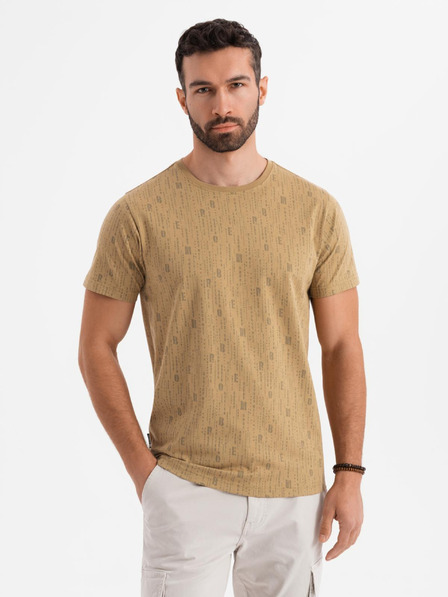Ombre Clothing Pamut póló nyomattal és kerek nyakkivágással - sötét olívzöld