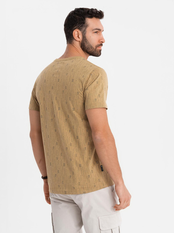 Ombre Clothing Pamut póló nyomattal és kerek nyakkivágással - sötét olívzöld