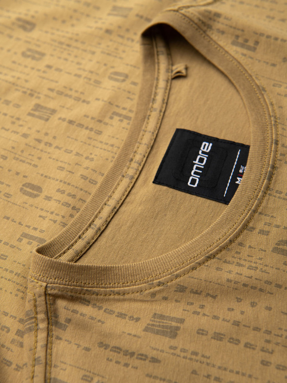 Ombre Clothing Pamut póló nyomattal és kerek nyakkivágással - sötét olívzöld