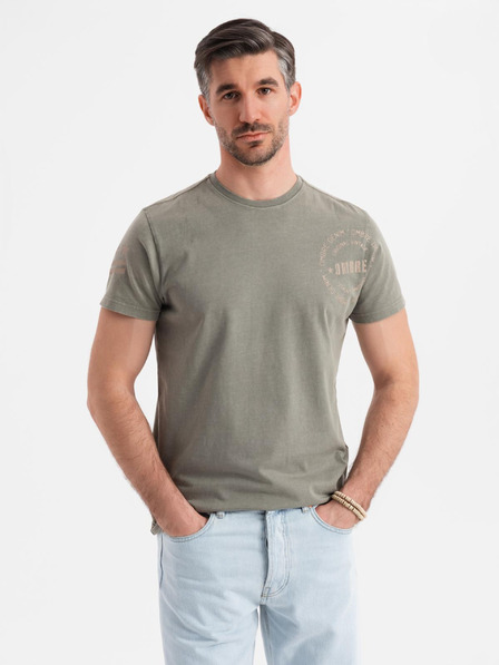 Ombre Clothing Pamut póló nyomattal és kerek nyakkivágással - fekete