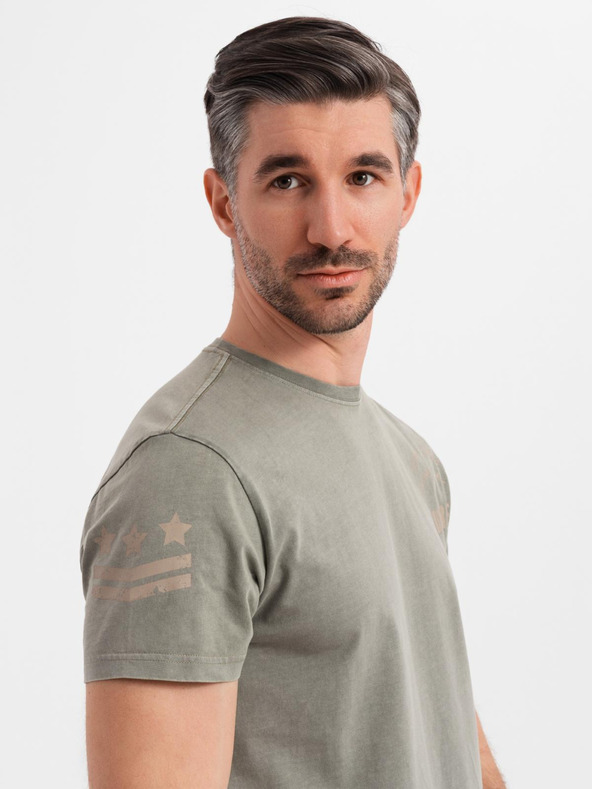 Ombre Clothing Pamut póló nyomattal és kerek nyakkivágással - fekete