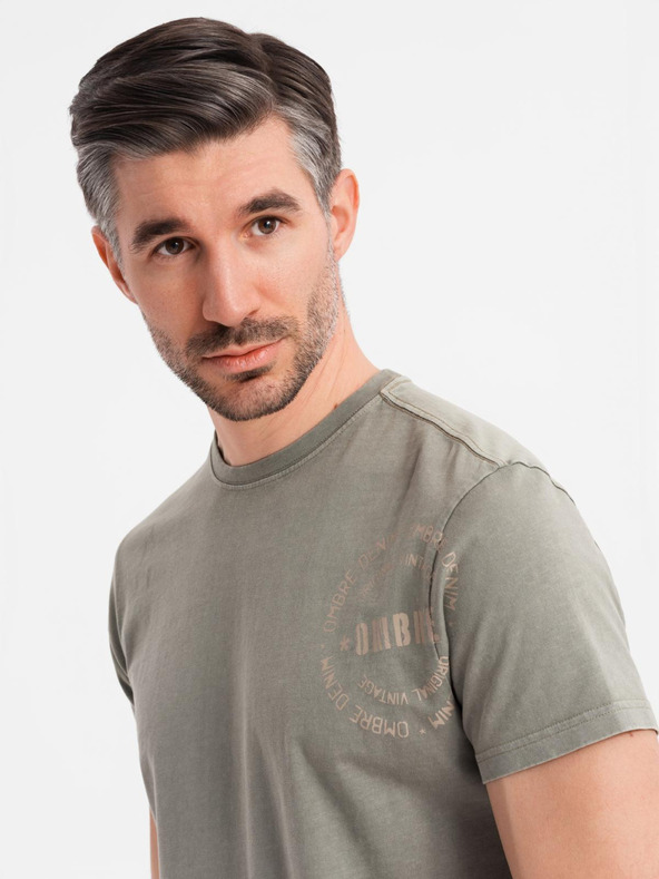 Ombre Clothing Pamut póló nyomattal és kerek nyakkivágással - fekete