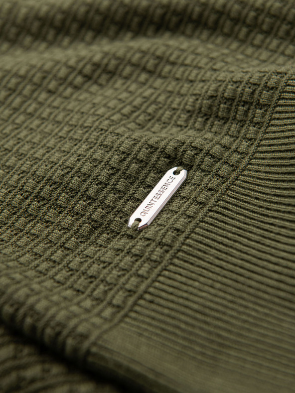 Ombre Clothing Férfi strukturált kötött póló - olíva