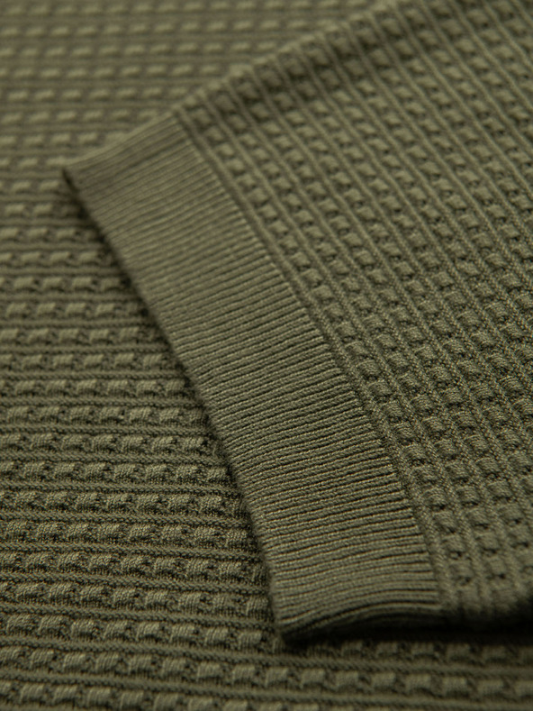 Ombre Clothing Férfi strukturált kötött póló - olíva