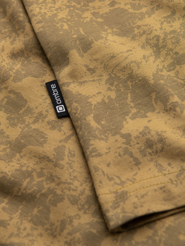 Ombre Clothing Férfi mintás pamut póló rövid ujjal - olíva