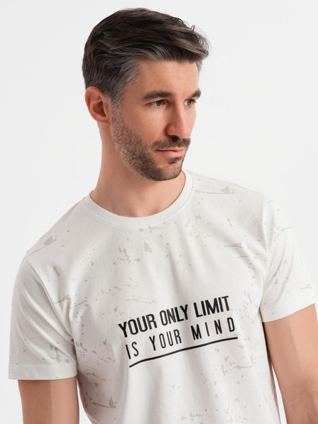 Ombre Clothing Férfi póló nyomattal és kerek nyakkivágással - fehér