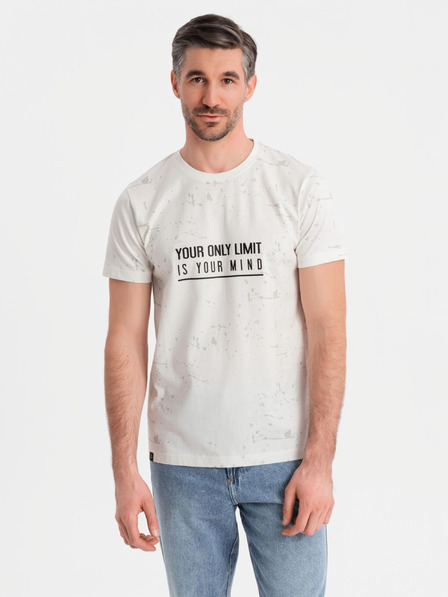 Ombre Clothing Férfi póló nyomattal és kerek nyakkivágással - fehér