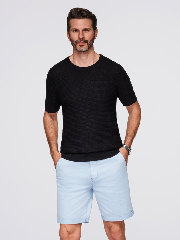 Ombre Clothing Férfi strukturált kötött póló - fekete