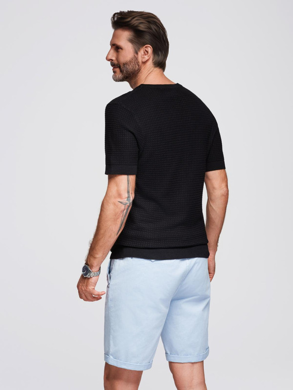 Ombre Clothing Férfi strukturált kötött póló - fekete