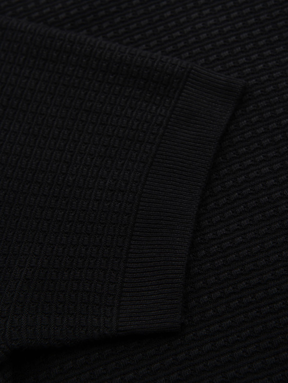 Ombre Clothing Férfi strukturált kötött póló - fekete