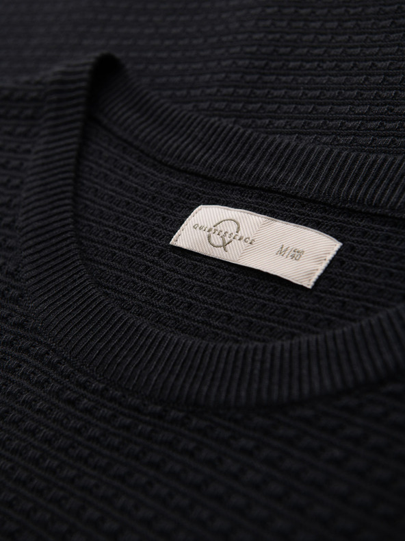 Ombre Clothing Férfi strukturált kötött póló - fekete