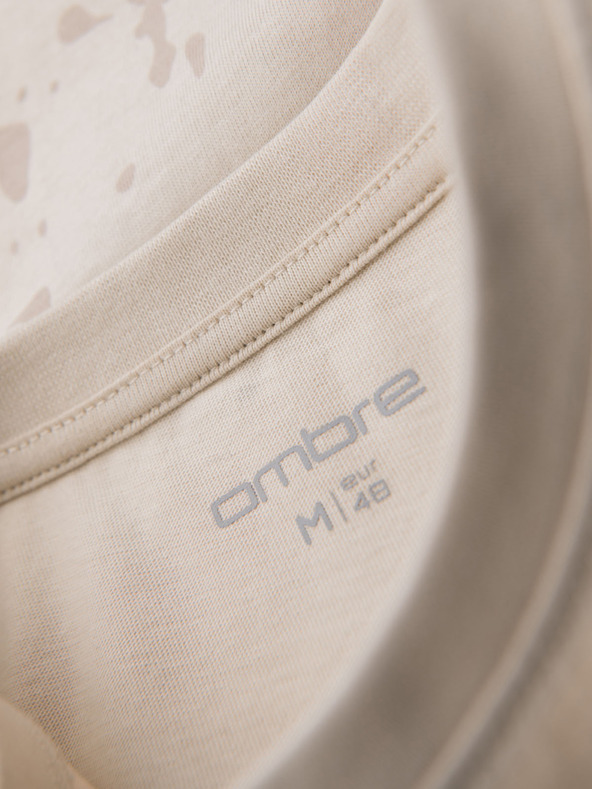 Ombre Clothing Férfi póló nyomattal és kerek nyakkivágással - krém