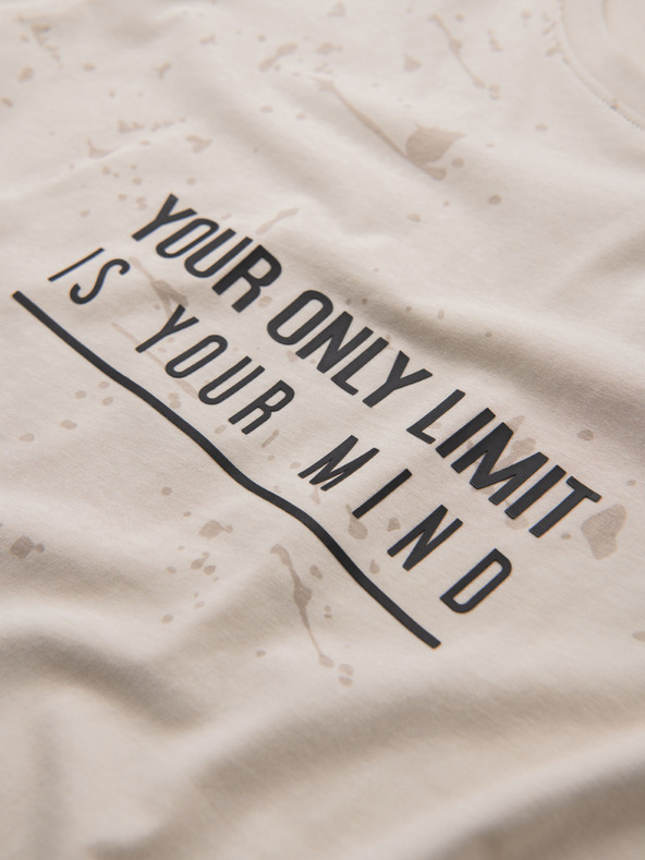 Ombre Clothing Férfi póló nyomattal és kerek nyakkivágással - krém