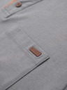 Ombre Clothing Férfi póló gombos nyakkivágással és velúr szegéllyel - szürke
